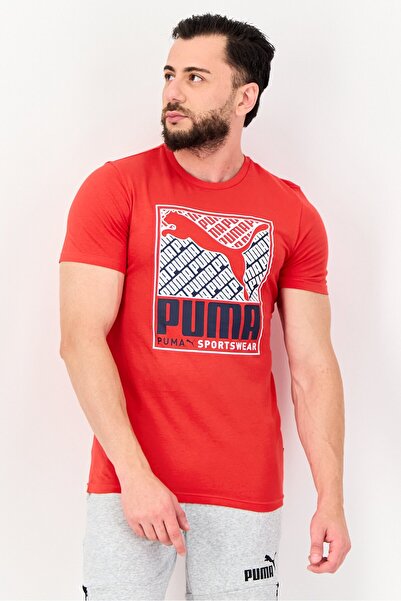 Puma Men Regular Fit Graphic Print Outdoor T-Shirt, Red