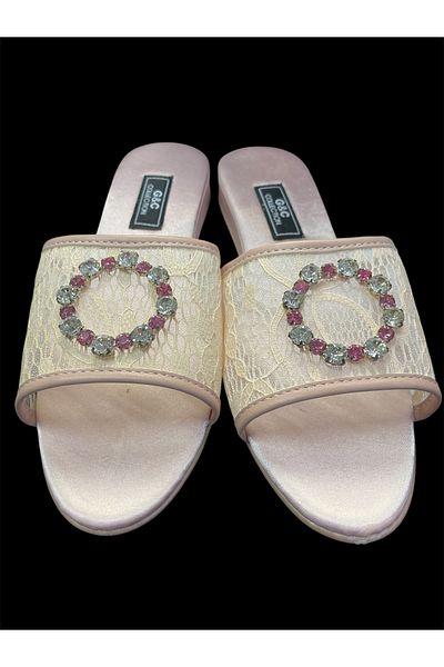 Ebrar Çeyiz Dowry Lace Stone Powder Slippers