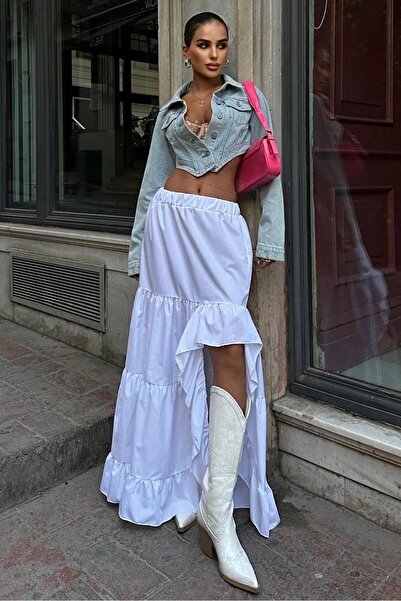 Lijuri Audrey Fıfrlı Yırtmaç Detay Etek 4037