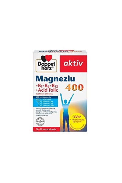 Doppelherz Magnesium 400 +B1+B6+B12+Folic Acid, 30+10 Tablets, Aktiv
