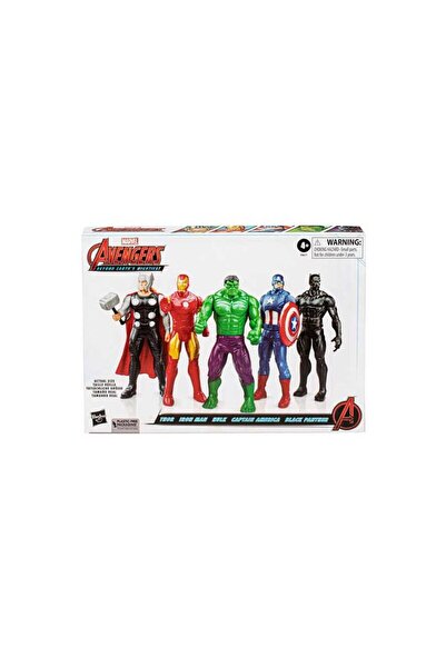 Hasbro Set Figurines Marvel Avengers, Thor/Iron Man/Hulk/Captain America/Black Panther, 15cm, Multic