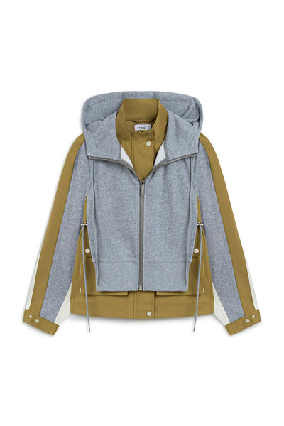 Twist Double Piece Look Colorblock Coat