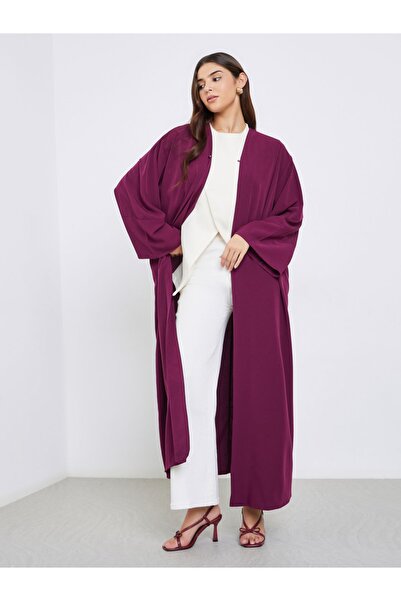 Styli Textured Abaya with Button Loop Closure