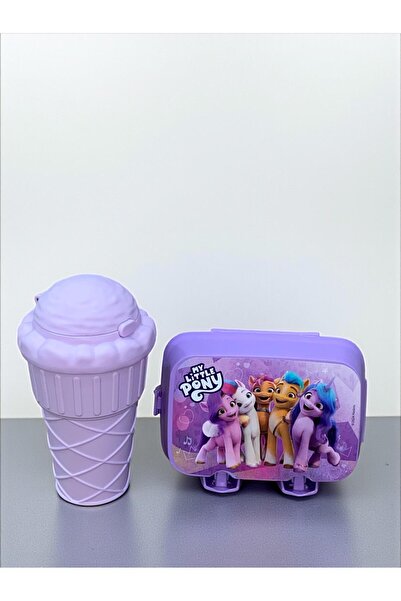 SANALTİCARETİM My Little Pony صندوق غداء مكون من 4 أقسام على شكل آيس كريم، زج...