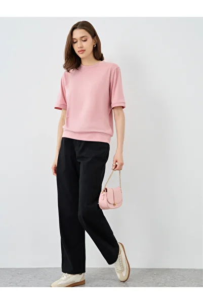 Styli Solid Mid Rise Wide Leg Jeans