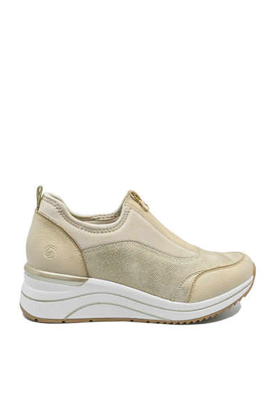 Remonte Women's Orthopedic Sneakers, Flexible Material, Beige-Gold