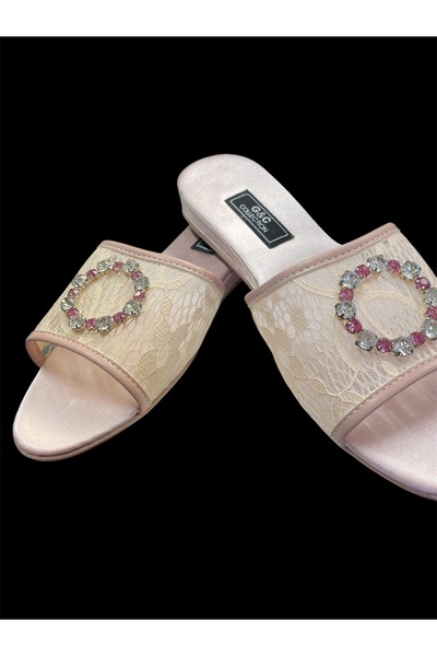 Ebrar Çeyiz Dowry Lace Stone Powder Slippers