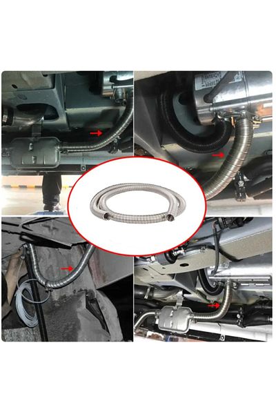 PAA-auto Flexible gas exhaust tube, 2 layers, stainless steel, inner Ø 24mm, car heaters, generators, ovens