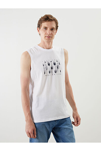 LC Waikiki Rmz Gi̇yi̇m Farkiyla Zero Roba Collar Printed Men's Sleeveless T-S...