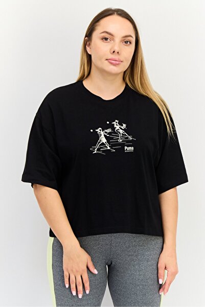 Puma Women Relaxed Fit Graphic Print Outdoor T-Shirt, Black