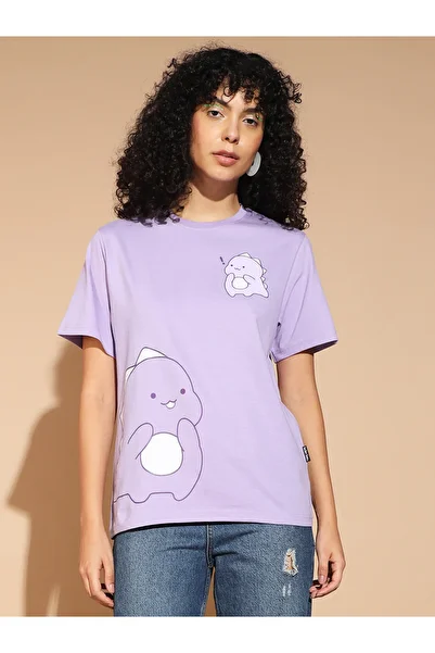 The Dry State By Styli Women Purple Graphic Print Relaxed Fit T-Shirt