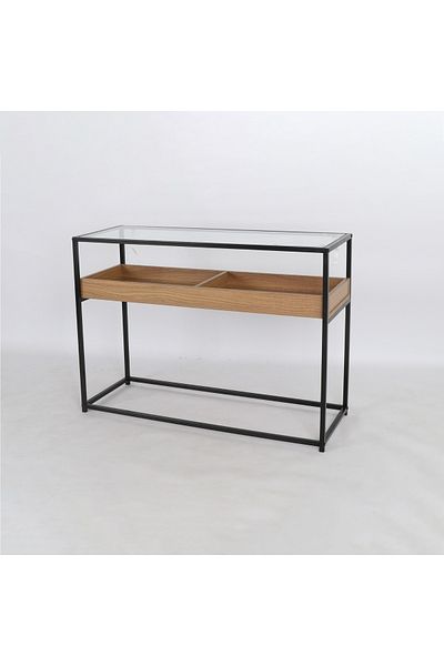 DEC13 Two-tier wooden entrance table