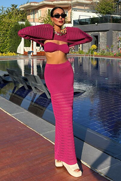 Lijuri Openwork Triple Set with Bustier and Bolero -Murdum