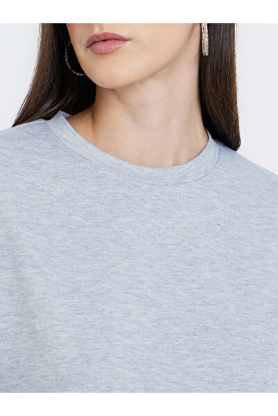 Styli Women Grey Terry Boxy Fit T-Shirt