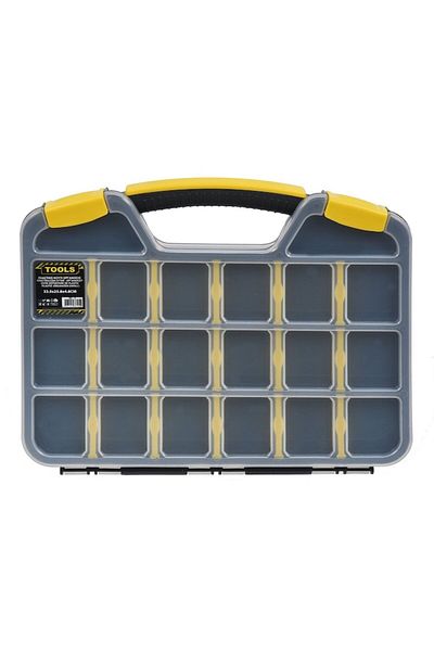 OEM Black Yellow Compartmentalized Storage Box for Tools 32.5x25.8x4.8cm
