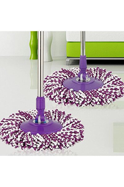 PAA-home Set 2 rezerve mop alb mov pentru capul rotativ cu diametrul de 16 cm, diametrul exterior mop 32 cm