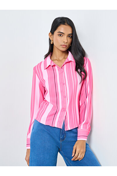 Styli قميص مخطط بأزرار بقصة عادية