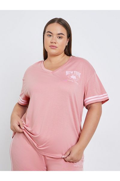 Styli Plus NY Print T-Shirt and Pyjama Set