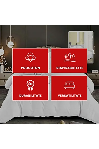 PATONE Damask Polycotton bed linen, white, 4 pieces, for double bed