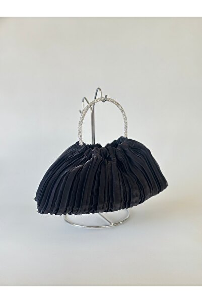 posst bag Geantă de mână portofoliu pentru rochie de seară cu mâner negru arg...