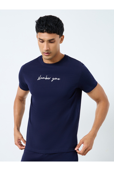 Styli Slogan Print Crew Neck T-Shirt and Pyjama Set
