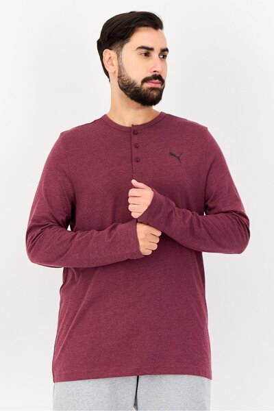 Puma Men Sportswear Fit Long Sleeve Outdoor T-Shirt, Maroon Heather