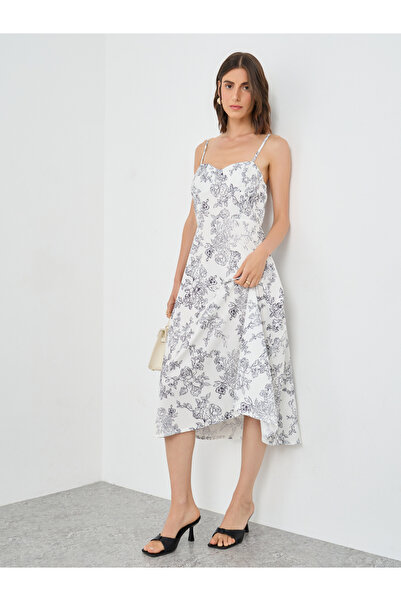 Styli Floral Print Sweetheart Neck Cami Midi Dress
