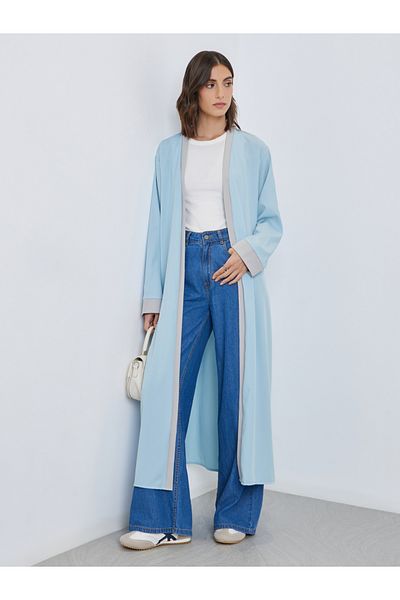 Styli Contrast Edge Open Front Kimono