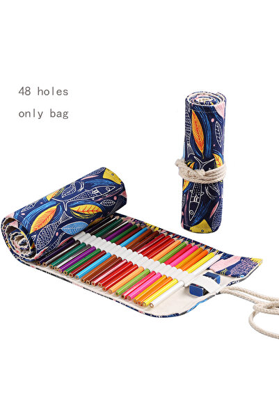 Choice 48 حفرة سمكة 48 حفرة لفة قلم رصاص فني ملون Kawaii لوازم الطلاب المدرسية فرشاة الرسم القلم