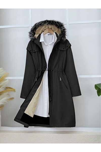 ALPACO Παλτό Çıkma με κουκούλα με μεταλλική λεπτομέρεια αστεριού -Μαύρο