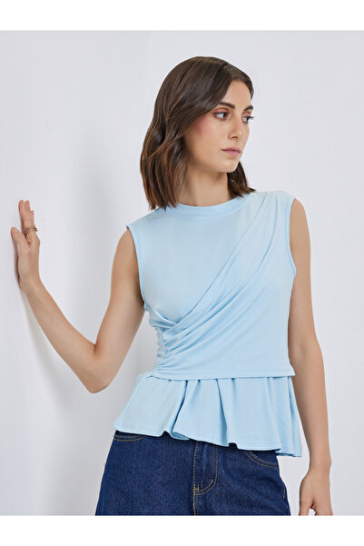 Styli Solid Sleeveless Asymmetric Detail Top