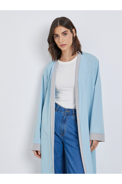 Styli Contrast Edge Open Front Kimono