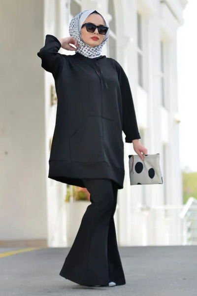 Tesettür Diyarı Pantaloni de damă din țesătură de oțel cu picioare spaniole -...