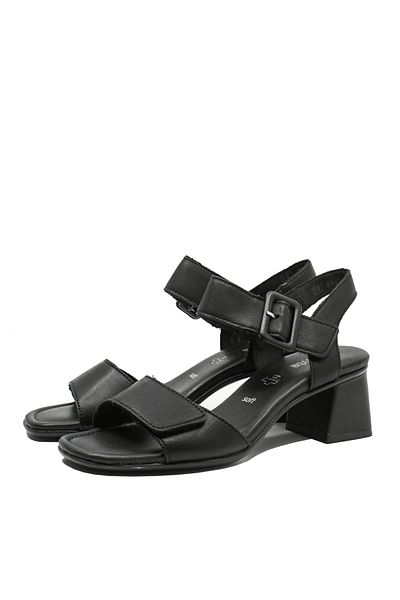 Remonte Elegant Women's Sandals from Genuine Black Leather with Adjustable Straps