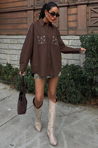 Lijuri Риза от поплин с метални капси 3453