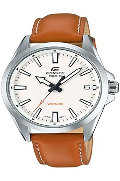 Casio Edifice Men's Watch - EFV-100L-7AVUDF White Dial, Brown Band