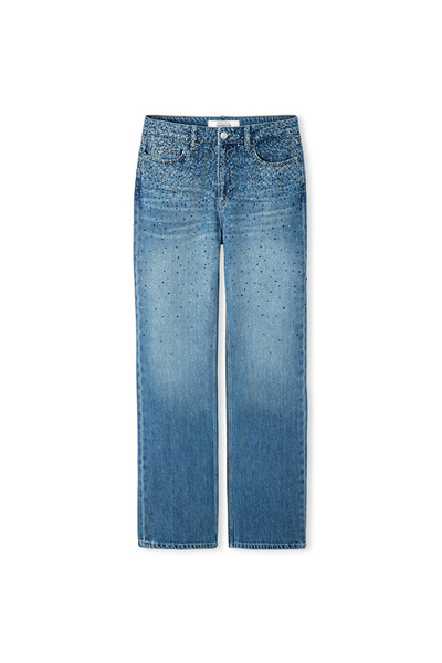 İpekyol Hotfix baskılı wide leg fit jean pantolon