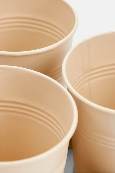 Muy Mucho 3Pcs Flower Metal Pots Set, Beige