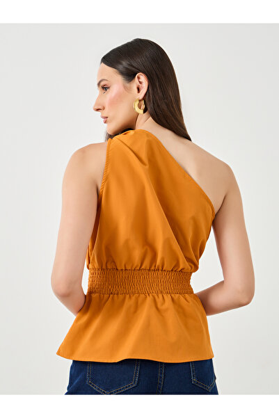 Styli One Shoulder Smocked Waist Sleeveless Top