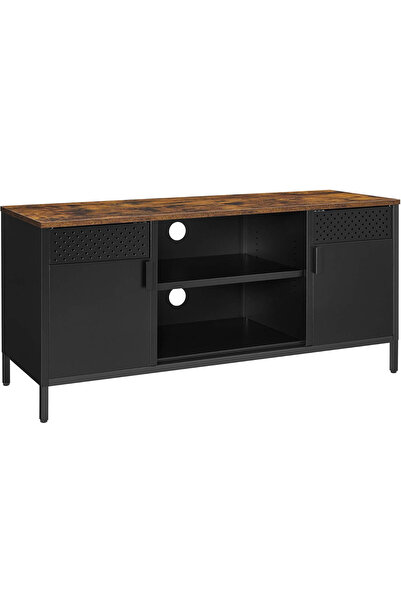 SONGMICS Comodă TV 120x40x55 cm, 3 rafturi reglabile, 2 uși, stil vintage, PAL și oțel