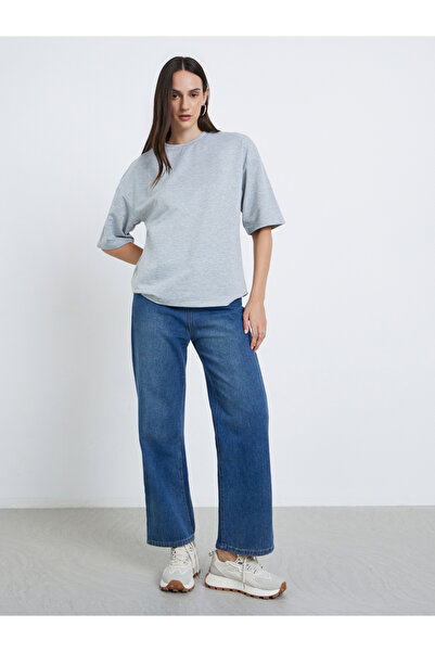 Styli Women Grey Terry Boxy Fit T-Shirt