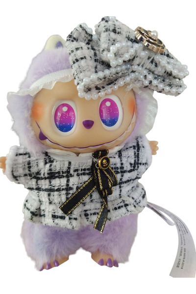 ASY POP MART LABUBU Mor Peluş Oyuncak KIYAFETLERİYLE GÖNDERİLİYOR