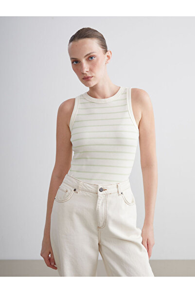 LC Waikiki Green Crew Neck Striped Women's Tank Top