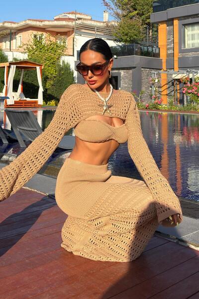 Lijuri Ανοιχτόχρωμο Τριπλό Σετ με Μπουστάκι και Μπολέρο -ΜΟΧΑ