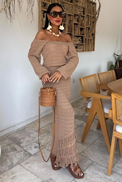 Lijuri Mocha Karpuz Kollu Etnik Triko Takım 10094