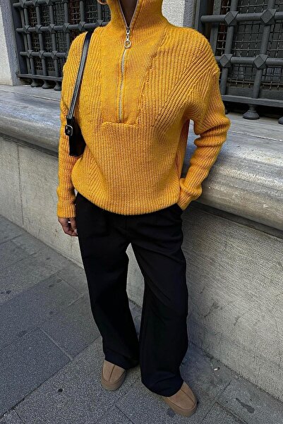 Genel Markalar leyla sanat sanata yeni bir bakış açısı Allen Fermuarlı Triko Kazak 1236-01