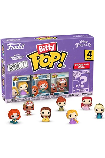 Funko Set 4 figurine Bitty POP! Disney Princess - Rapunzel, Merida, Moana, figurina surpriza