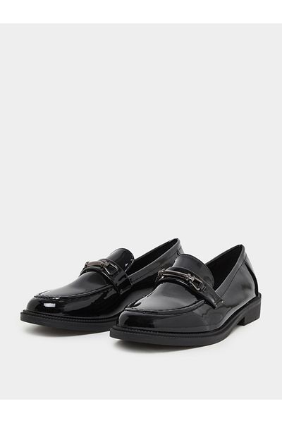 Styli Burgundy Patent Heart Strap Ballerina Shoes