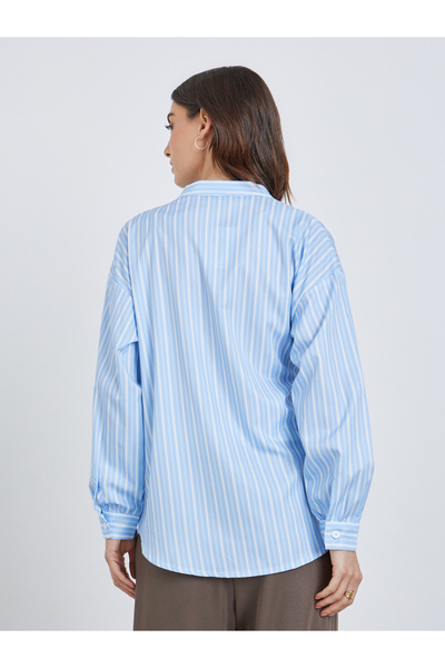 Styli Contrast Trim Striped Wrap Top