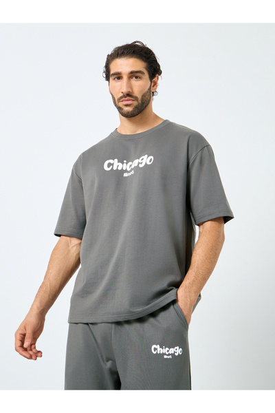 Styli Printed Oversized T-Shirt and Open Hem Joggers Co-Ords